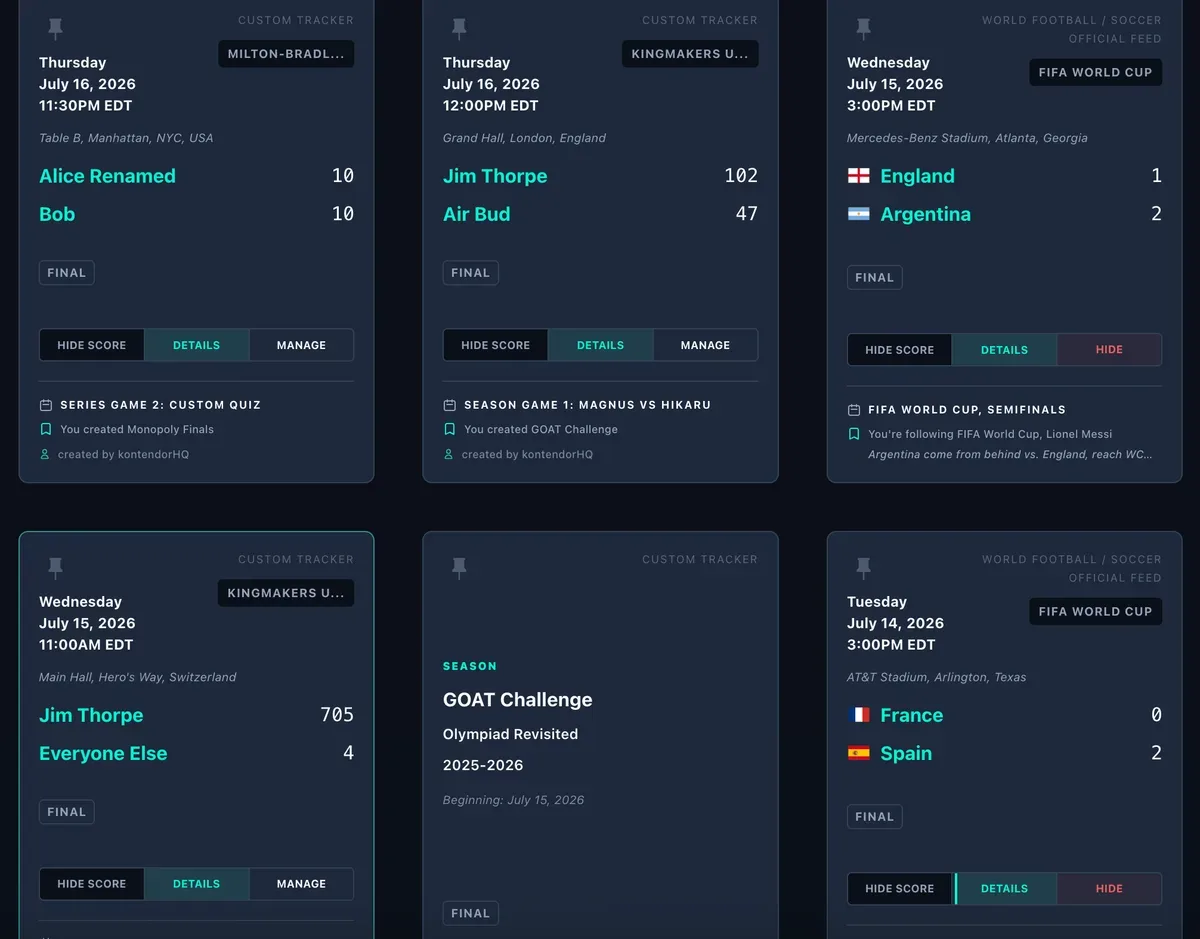 Unified competition feed